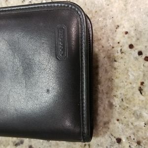 Unisex Mens and Womens vintage Coach Black Leather Continental Wallet